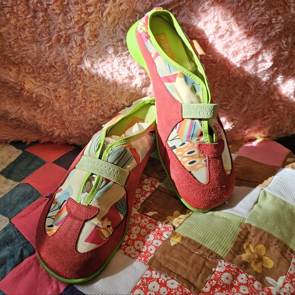 Tabarca By Pepa Spain Colorful Suede Sneakers with Patterned Fabric Size 36
